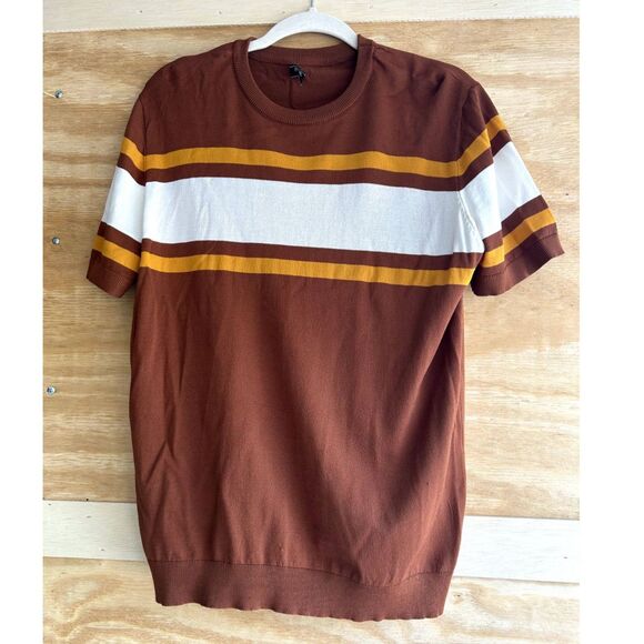 Paul Jones Knit Sweater Short Sleeve Mens Shirt Size Large Brown - Picture 1 of 3